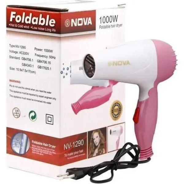 Nova 1000W Foldable Hair Dryer Pink