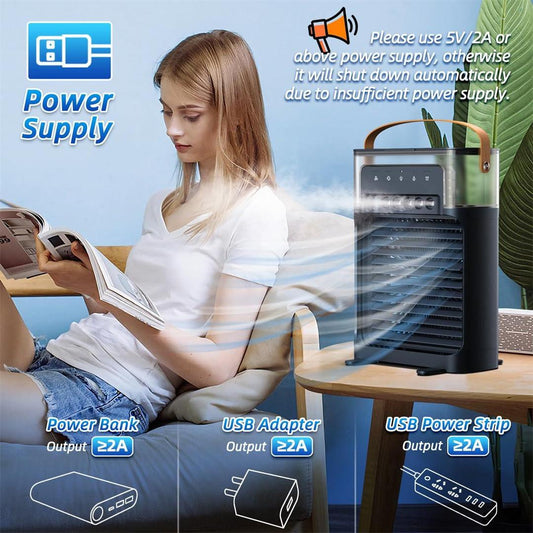 Mini Air Cooler Portable White ABS Lightweight