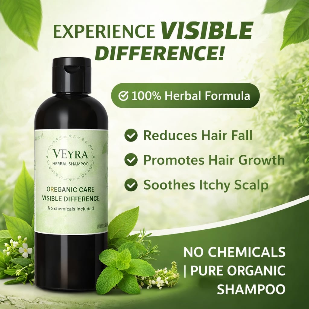 Veyra Herbal Shampoo – 100% Organic Formula | Reduces Hair Fall & Promotes Hair Growth